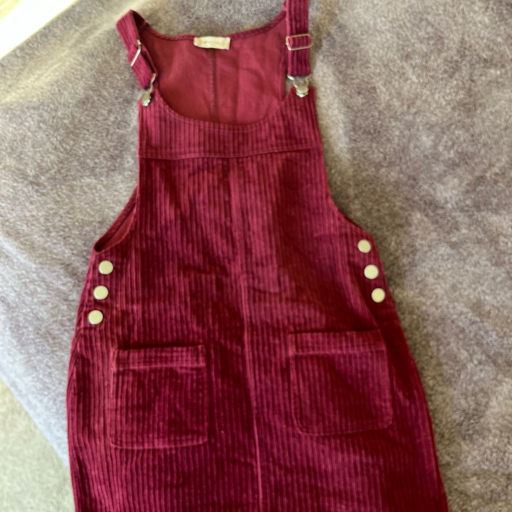Altar'd State Deep Red Corduroy Overalls